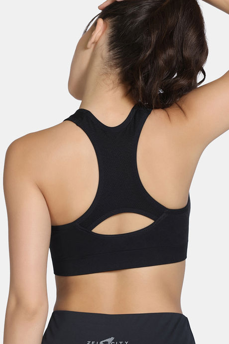 Zelocity Medium Impact Seamless Sports Bra - Jet Black — image 3